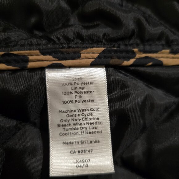 Talbots Diamond Quilted Leopard Animal Print Puffer Zip Front Vest Pockets Sz L - Picture 7 of 7